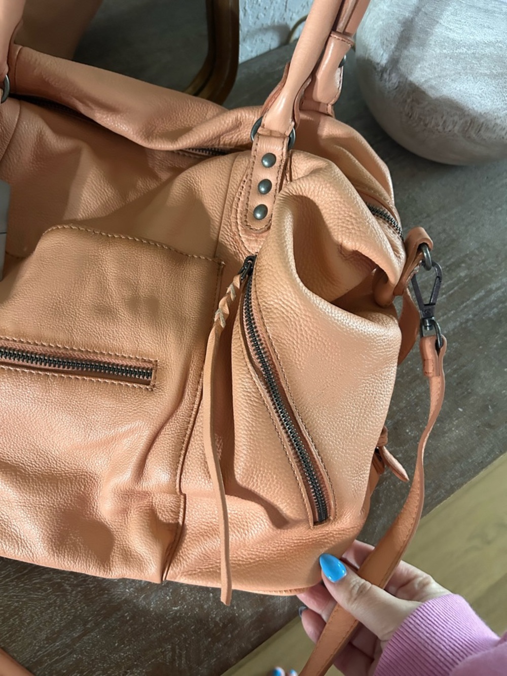 New Free People Emerson Tote Bag Apricot - Picture 5 of 8